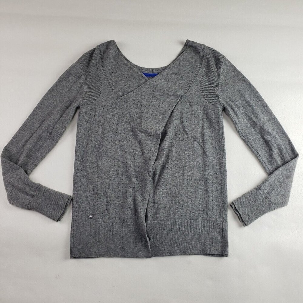 Lululemon Sunset Savasana Pullover Womens 4 Gray Merino Wool Open Sweater NO TAG - Picture 7 of 11
